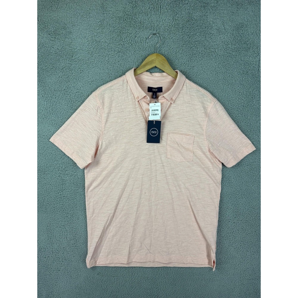 1901 Polo Shirt Mens Medium Pink Bud Heather Short Sleeve Chest Pocket Nordstrom